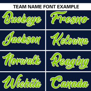 Custom Navy Neon Green Personalized Flame Graffiti Pattern Authentic Baseball Jersey