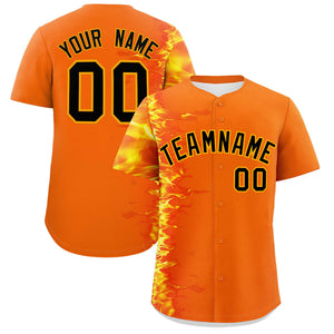 Custom Orange Personalized 3D Flame Design Authentic Baseball Jersey