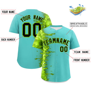 Custom Bright Green Personalized 3D Flame Design Authentic Baseball Jersey