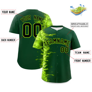 Custom Green Personalized 3D Flame Design Authentic Baseball Jersey