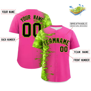 Custom Pink Personalized 3D Flame Design Authentic Baseball Jersey