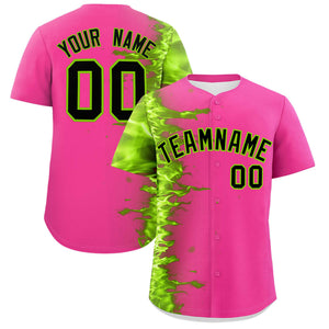 Custom Pink Personalized 3D Flame Design Authentic Baseball Jersey