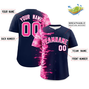 Custom Navy Personalized 3D Flame Design Authentic Baseball Jersey