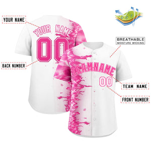 Custom White Personalized 3D Flame Design Authentic Baseball Jersey