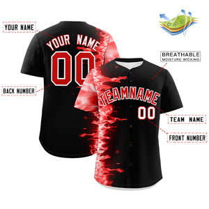 Custom Black Personalized 3D Flame Design Authentic Baseball Jersey