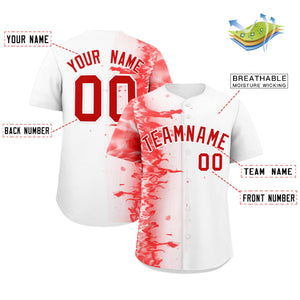 Custom White Personalized 3D Flame Design Authentic Baseball Jersey