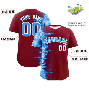 Custom Crimson Personalized 3D Flame Design Authentic Baseball Jersey