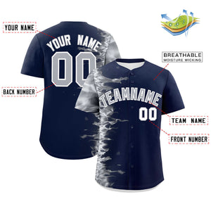 Custom Navy Personalized 3D Flame Design Authentic Baseball Jersey