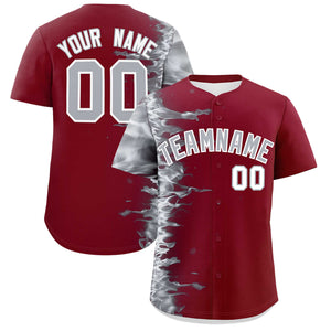 Custom Crimson Personalized 3D Flame Design Authentic Baseball Jersey