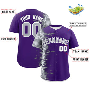 Custom Purple Personalized 3D Flame Design Authentic Baseball Jersey