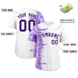 Custom White Personalized 3D Flame Design Authentic Baseball Jersey