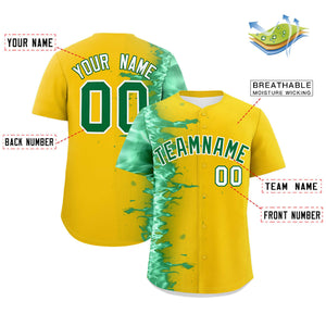 Custom Gold Personalized 3D Flame Design Authentic Baseball Jersey