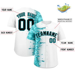 Custom White Personalized 3D Flame Design Authentic Baseball Jersey