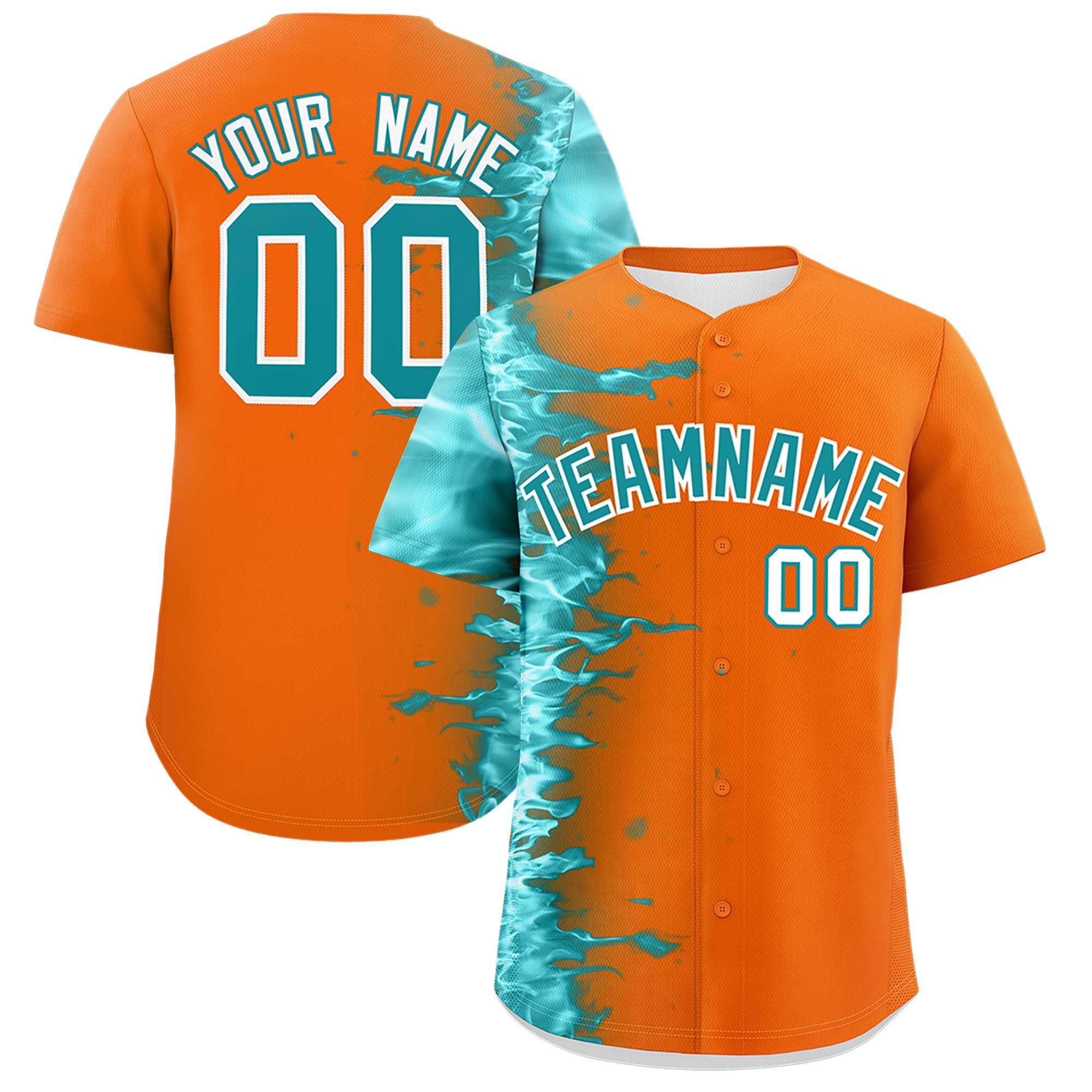 Custom Orange Personalized 3D Flame Design Authentic Baseball Jersey