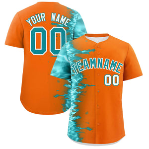 Custom Orange Personalized 3D Flame Design Authentic Baseball Jersey