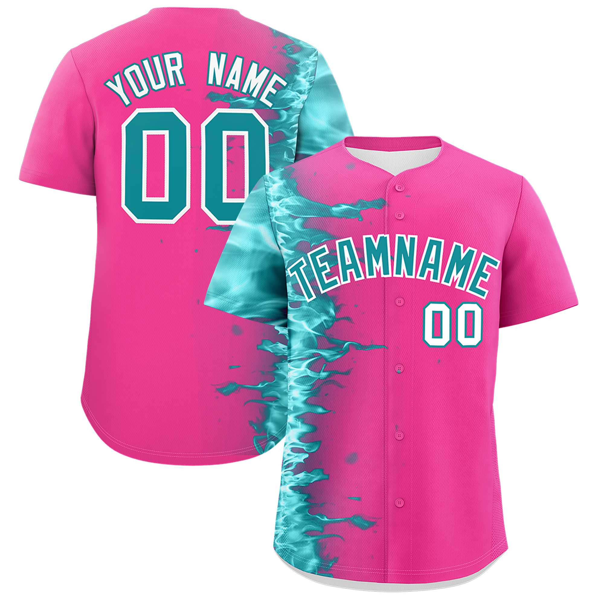 Custom Pink Personalized 3D Flame Design Authentic Baseball Jersey