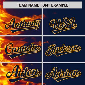 Custom Navy Personalized 3D Flame Design Authentic Baseball Jersey