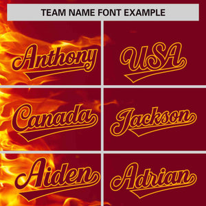 Custom Crimson Personalized 3D Flame Design Authentic Baseball Jersey