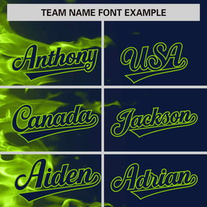 Custom Navy Personalized 3D Flame Design Authentic Baseball Jersey