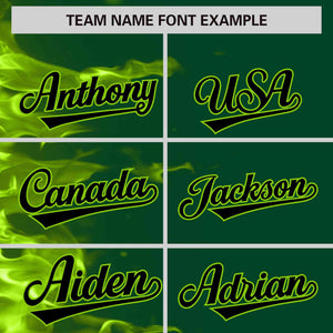 Custom Green Personalized 3D Flame Design Authentic Baseball Jersey