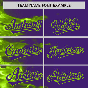 Custom Purple Personalized 3D Flame Design Authentic Baseball Jersey