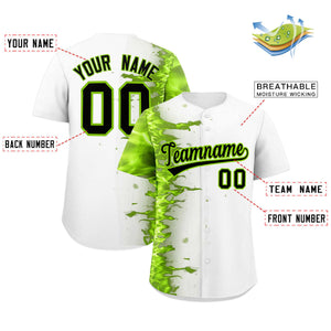 Custom White Personalized 3D Flame Design Authentic Baseball Jersey