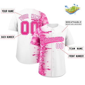 Custom White Personalized 3D Flame Design Authentic Baseball Jersey