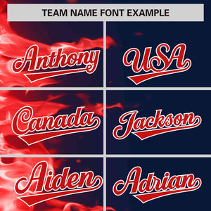 Custom Navy Personalized 3D Flame Design Authentic Baseball Jersey