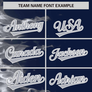 Custom Navy Personalized 3D Flame Design Authentic Baseball Jersey