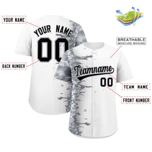 Custom White Personalized 3D Flame Design Authentic Baseball Jersey