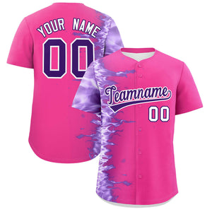 Custom Pink Personalized 3D Flame Design Authentic Baseball Jersey