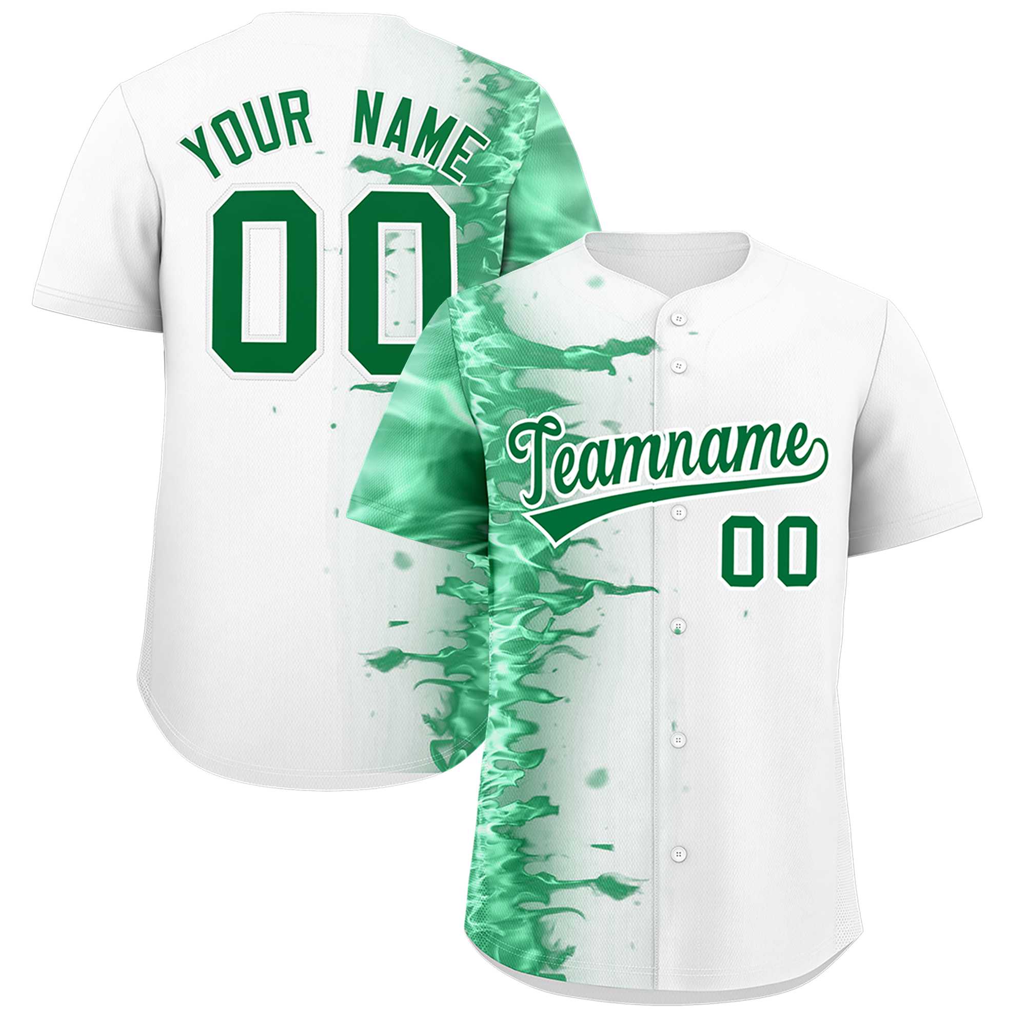 Custom White Personalized 3D Flame Design Authentic Baseball Jersey