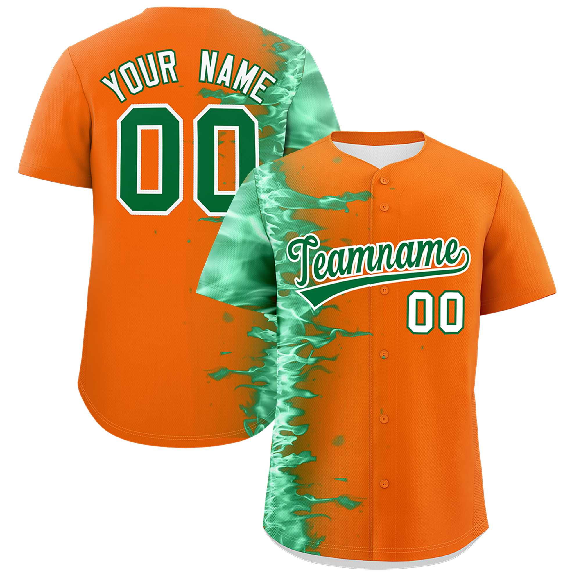 Custom Orange Personalized 3D Flame Design Authentic Baseball Jersey