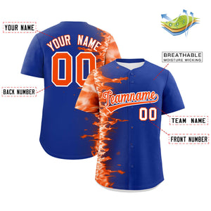 Custom Royal Personalized 3D Flame Design Authentic Baseball Jersey