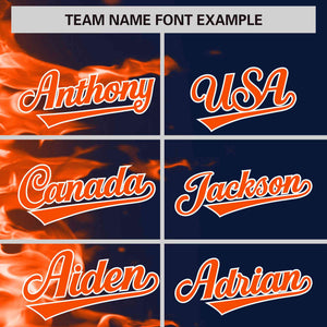 Custom Navy Personalized 3D Flame Design Authentic Baseball Jersey