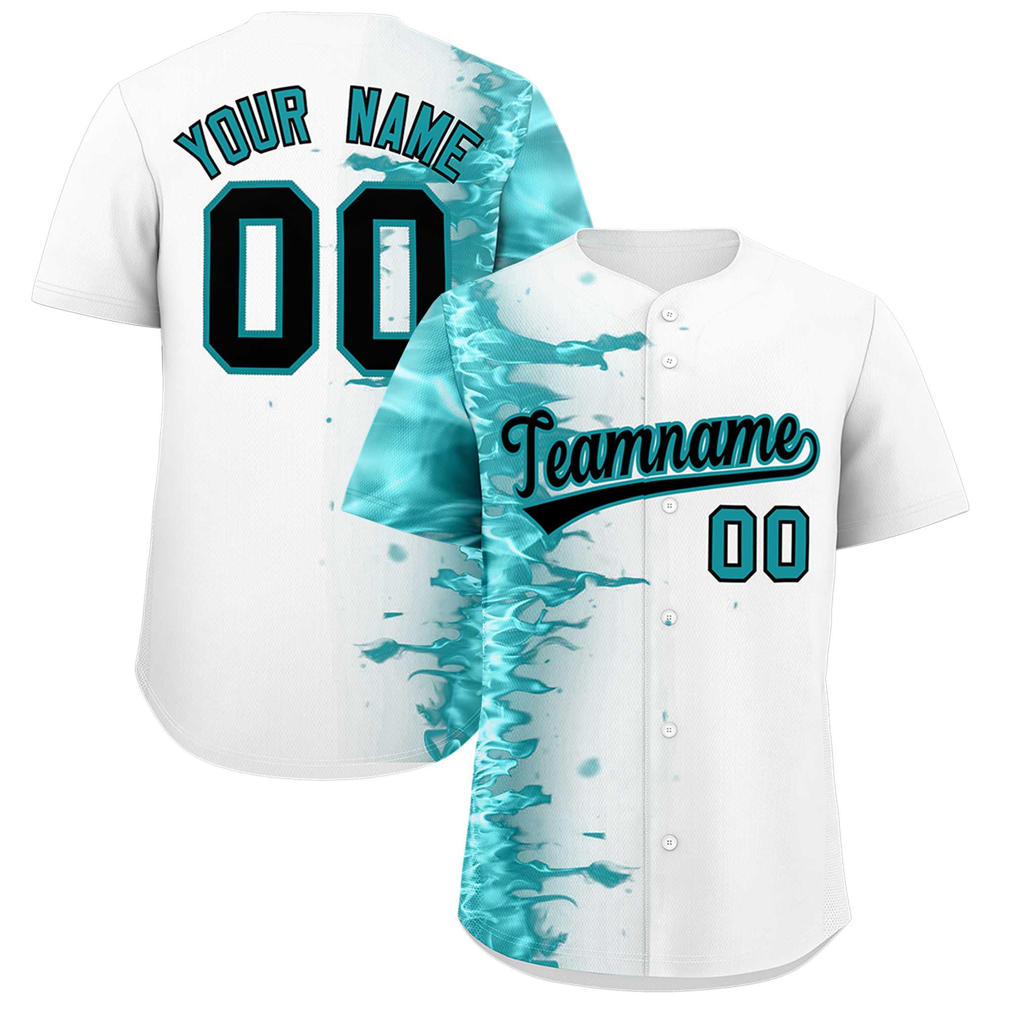 Custom White Personalized 3D Flame Design Authentic Baseball Jersey