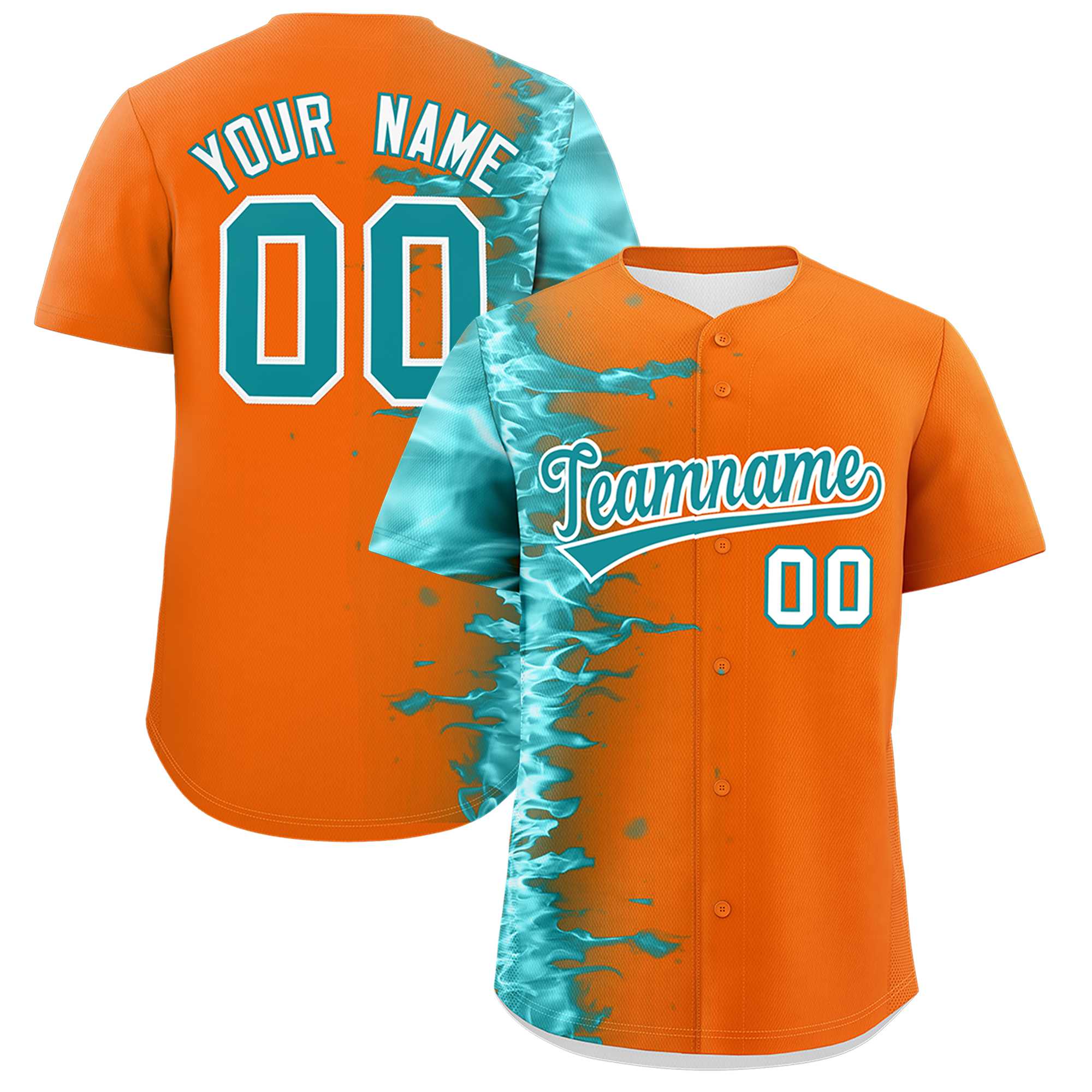 Custom Orange Personalized 3D Flame Design Authentic Baseball Jersey