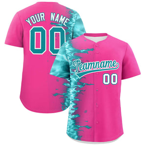 Custom Pink Personalized 3D Flame Design Authentic Baseball Jersey