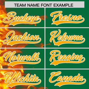 Custom Kelly Green Personalized 3D Flame Design Authentic Baseball Jersey