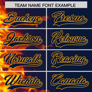 Custom Navy Personalized 3D Flame Design Authentic Baseball Jersey