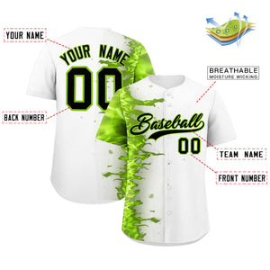 Custom White Personalized 3D Flame Design Authentic Baseball Jersey