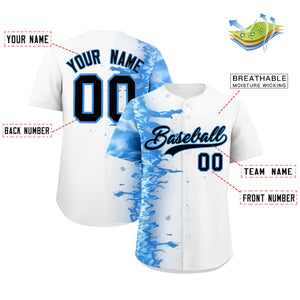 Custom White Personalized 3D Flame Design Authentic Baseball Jersey