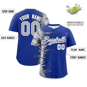 Custom Royal Personalized 3D Flame Design Authentic Baseball Jersey