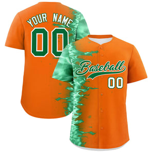 Custom Orange Personalized 3D Flame Design Authentic Baseball Jersey