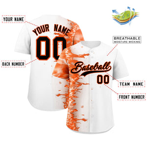 Custom White Personalized 3D Flame Design Authentic Baseball Jersey