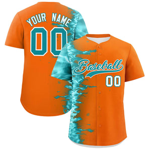 Custom Orange Personalized 3D Flame Design Authentic Baseball Jersey