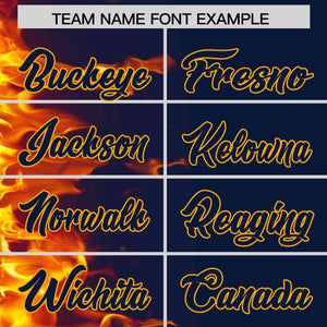 Custom Navy Personalized 3D Flame Design Authentic Baseball Jersey