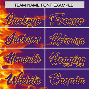 Custom Purple Personalized 3D Flame Design Authentic Baseball Jersey