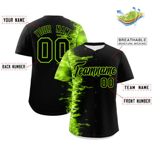 Custom Black Personalized 3D Flame Design Authentic Baseball Jersey