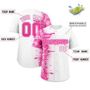 Custom White Personalized 3D Flame Design Authentic Baseball Jersey